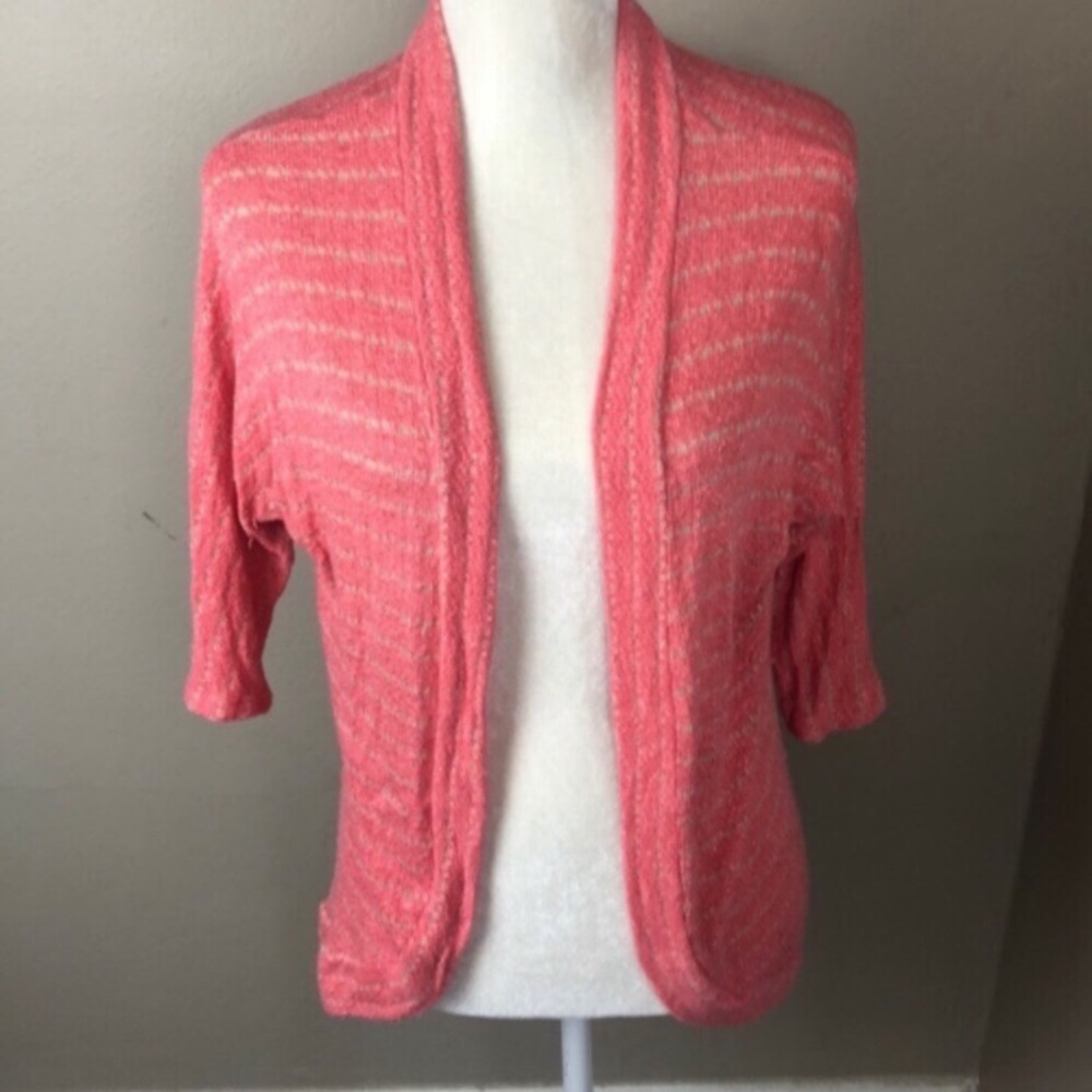 Maurice’s Pink and Tan Striped Knit Open Cardigan